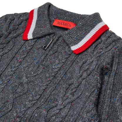 Cable Knit Polo - Grey