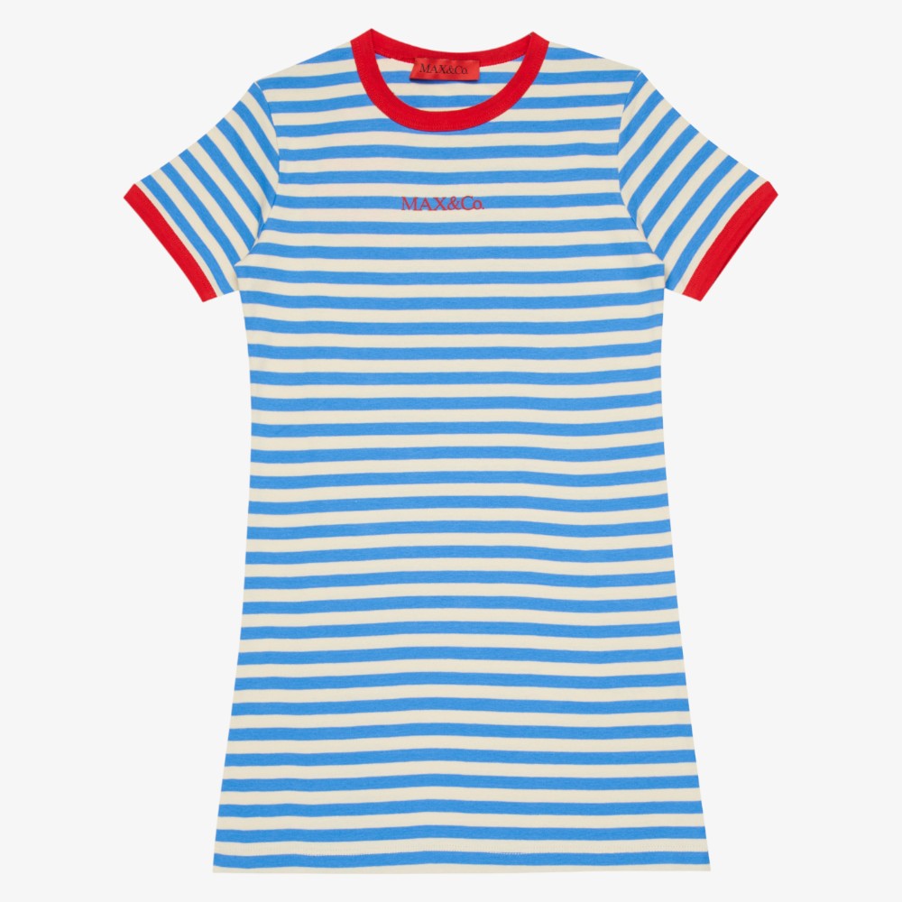 Striped Jersey Dress - Sky Blue