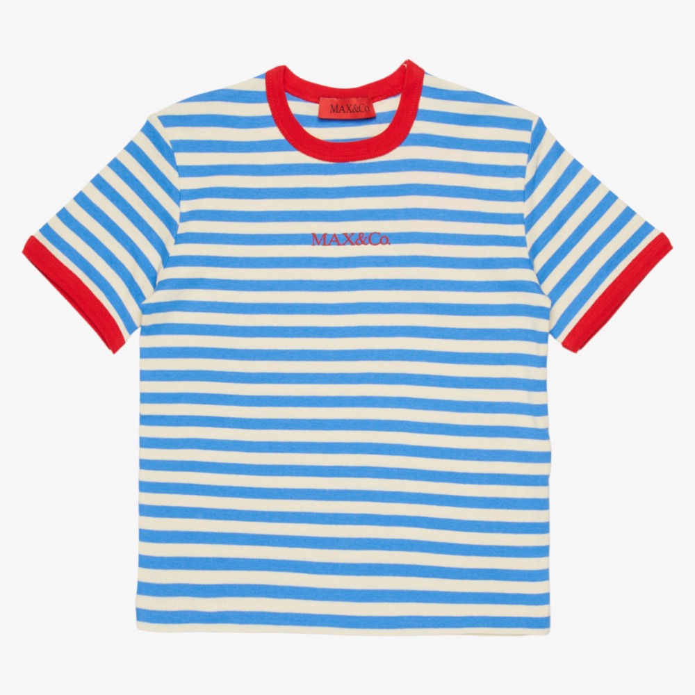 Striped T-Shirt With Logo - Sky Blue