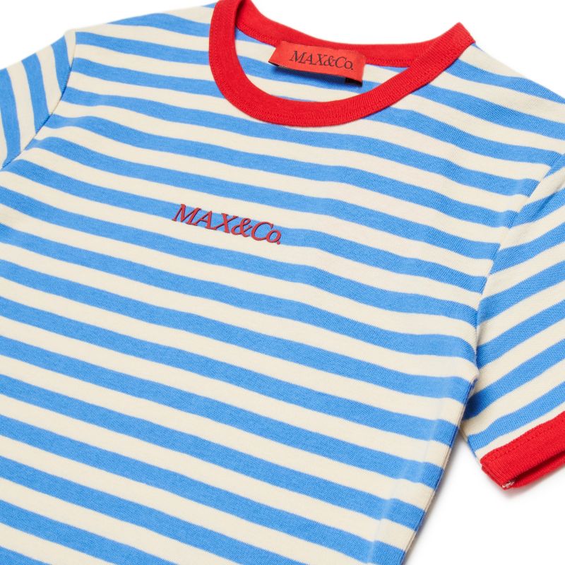 Striped T-Shirt With Logo - Sky Blue