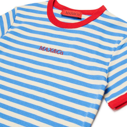 Striped T-Shirt With Logo - Sky Blue