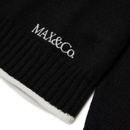 Contrast Stitching Turtleneck - Black