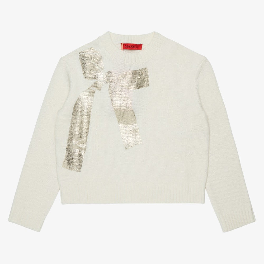 Metallic Bow Sweater - Ivory