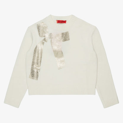 Metallic Bow Sweater - Ivory