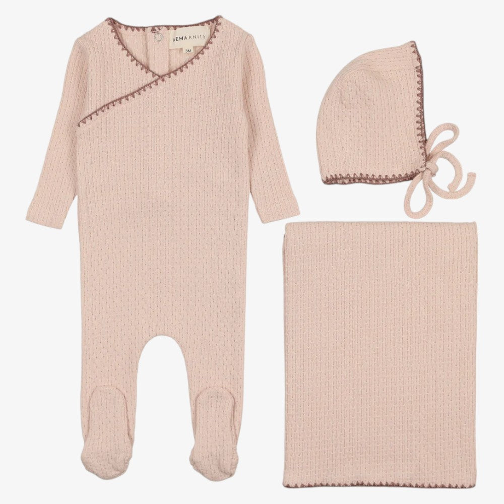 Embroidered Edge Take Me Home Set - Soft Pink&amp;clay