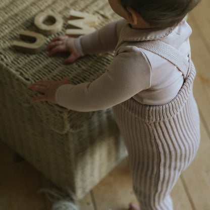 Knit Overall And Onesie - Dusty Pink