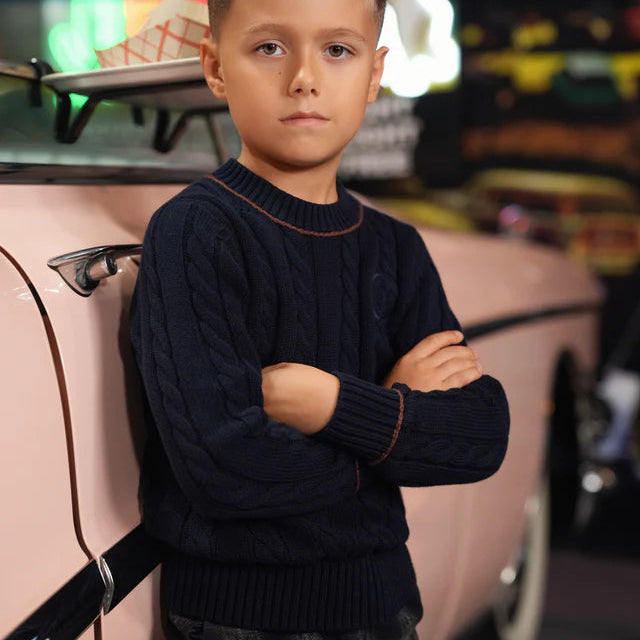 Archer Piped Sweater - Midnight