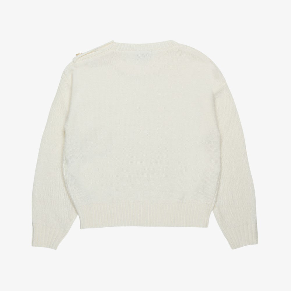 Side Button Knit Sweater - Cream