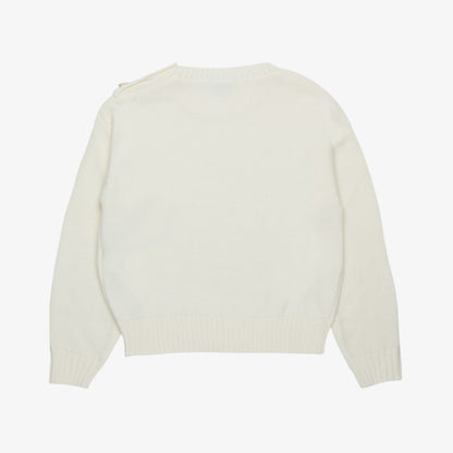 Side Button Knit Sweater - Cream