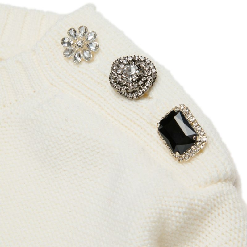 Side Button Knit Sweater - Cream