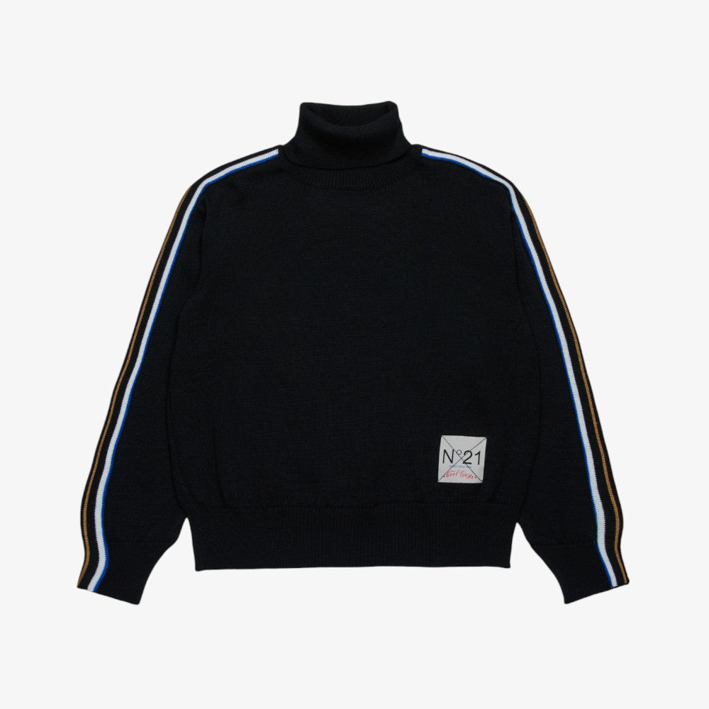 Maglia Stripe Turtleneck - Black