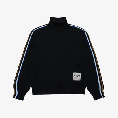 Maglia Stripe Turtleneck - Black