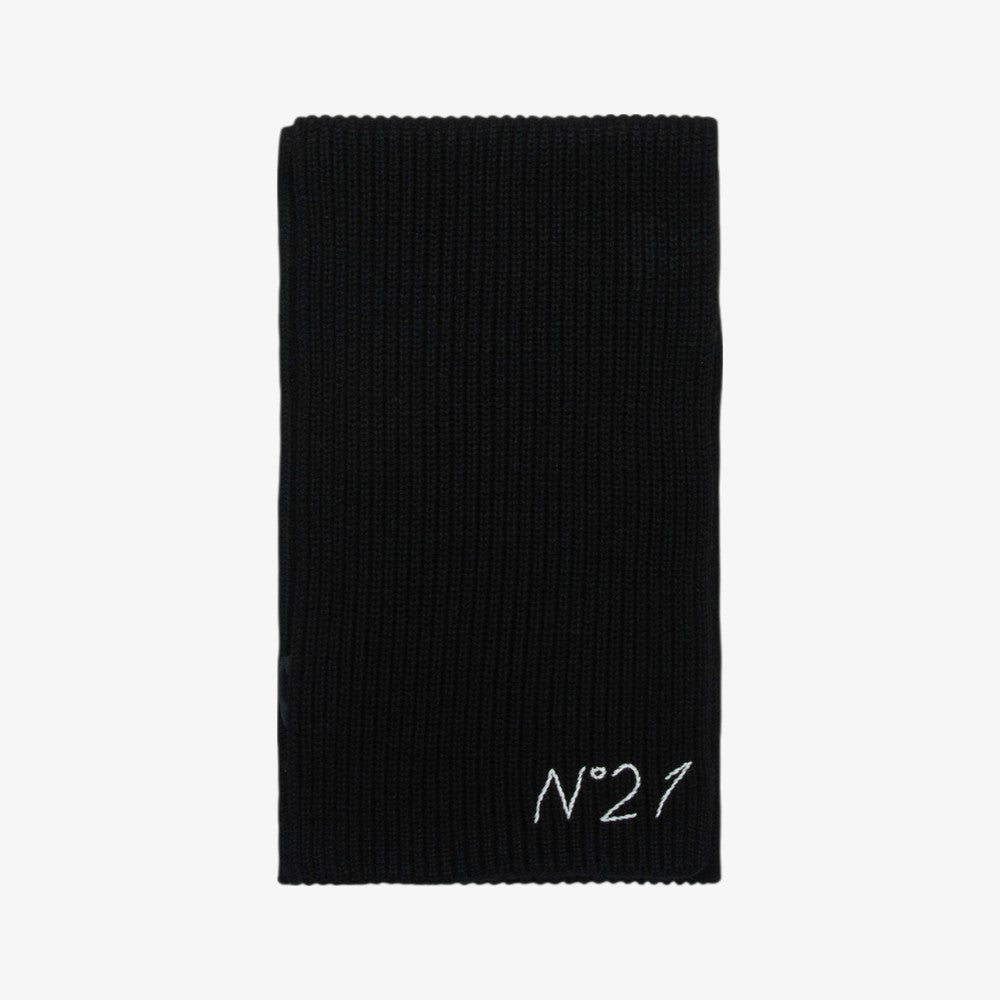 Logo Knit Scarf - Black