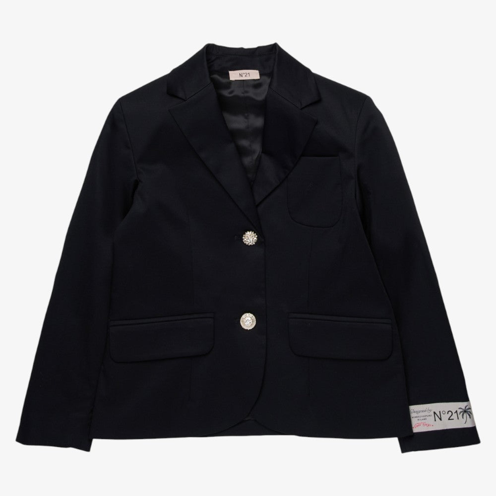 Jewel Button Blazer - Black