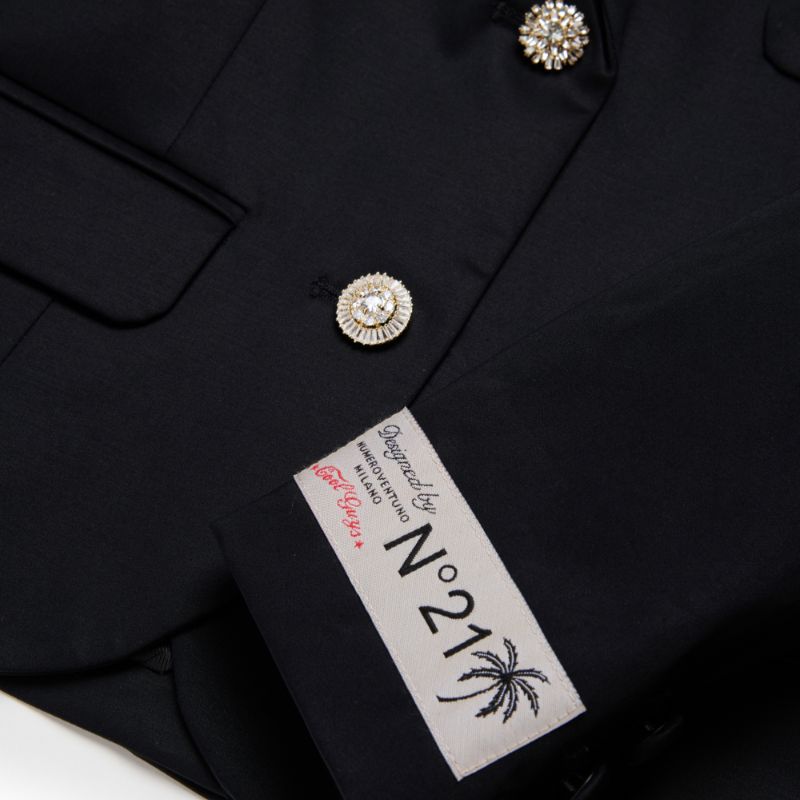 Jewel Button Blazer - Black