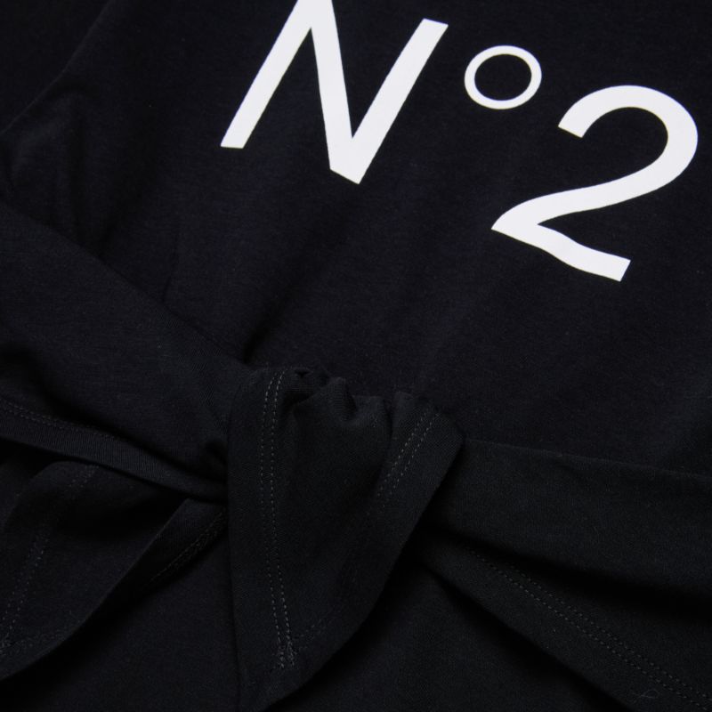 Logo T-Shirt Dress With Tie - Black