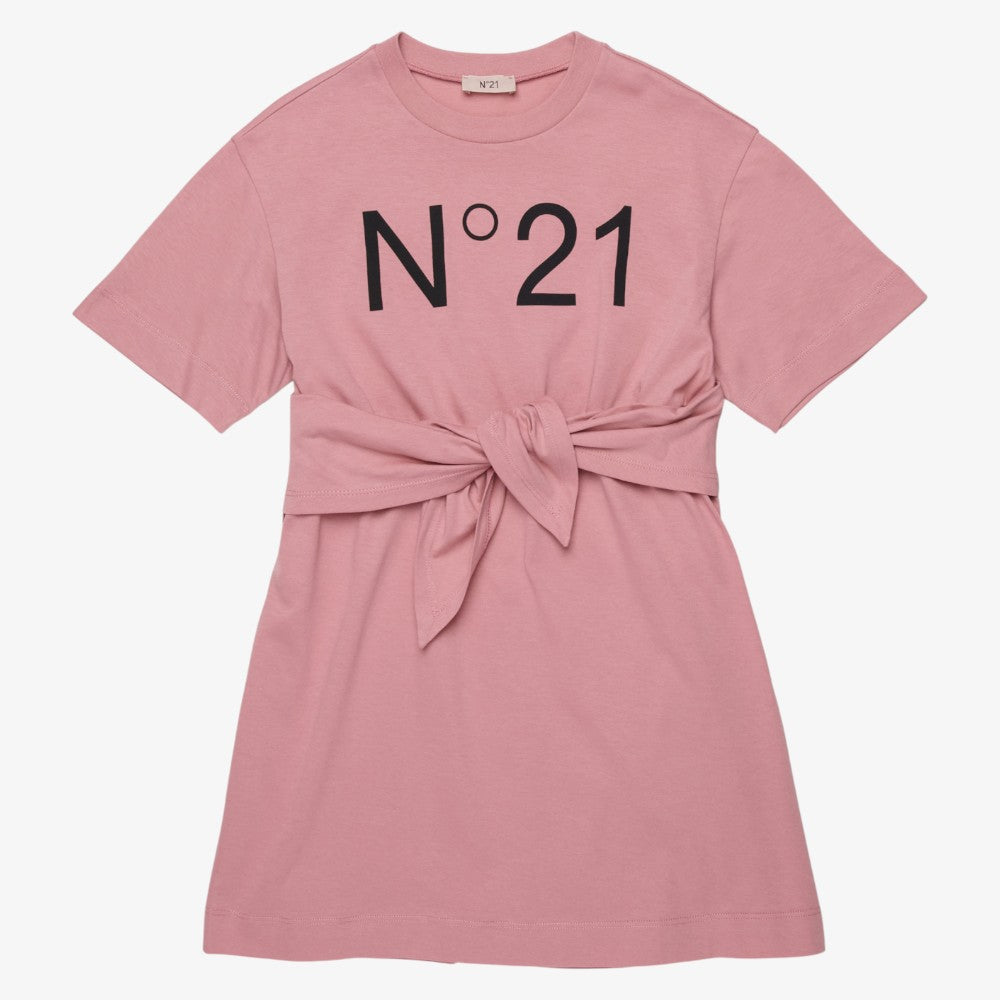 Logo T-Shirt Dress With Tie - Pink