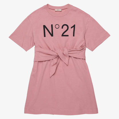 Logo T-Shirt Dress With Tie - Pink