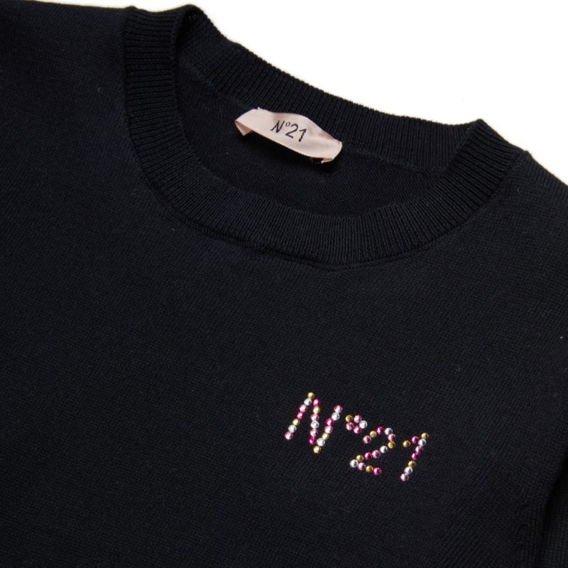 Twisted Hem Knit Sweatshirt - Black