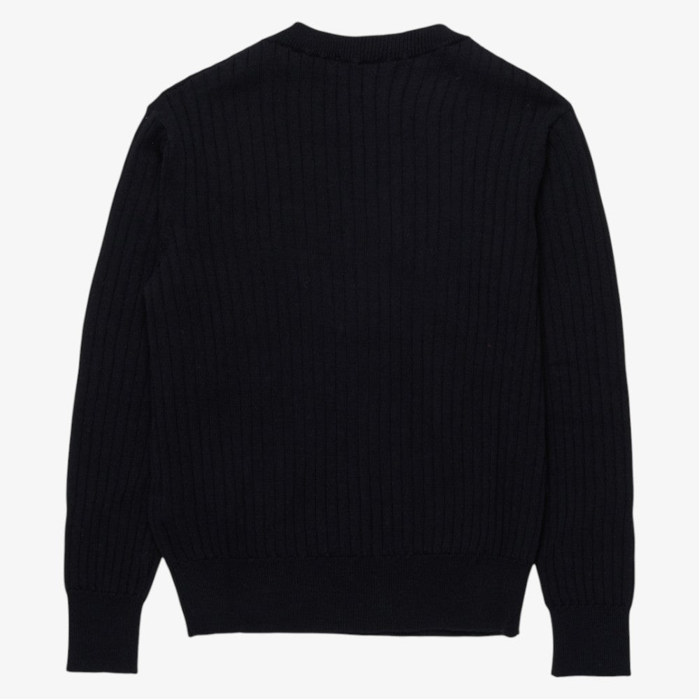 Rib Knit Logo Sweater - Black