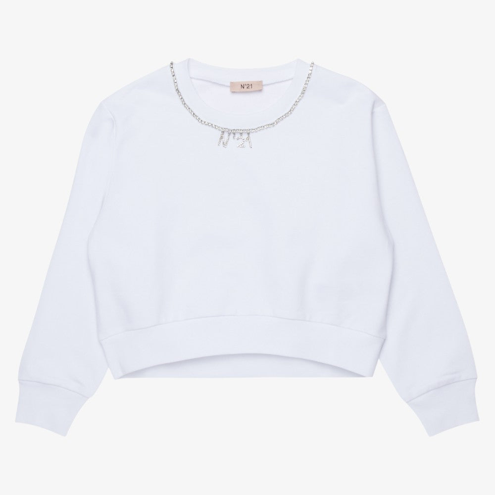 Jewel Trim Sweatshirt - White