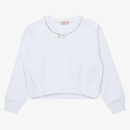 Jewel Trim Sweatshirt - White