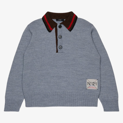 Knit Polo Sweater - Grey
