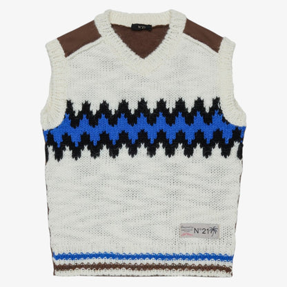 Chevron Pattern Vest - Off White