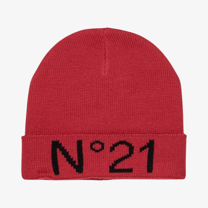 Knit Logo Beanie - Coral Red