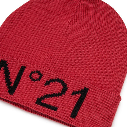 Knit Logo Beanie - Coral Red