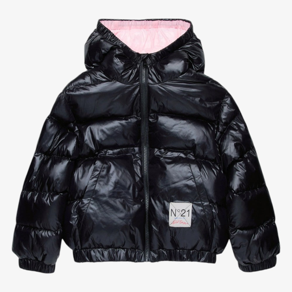 Logo Puffer Coat - Black