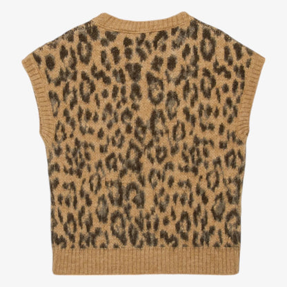 Knit Leopard Vest - Brown