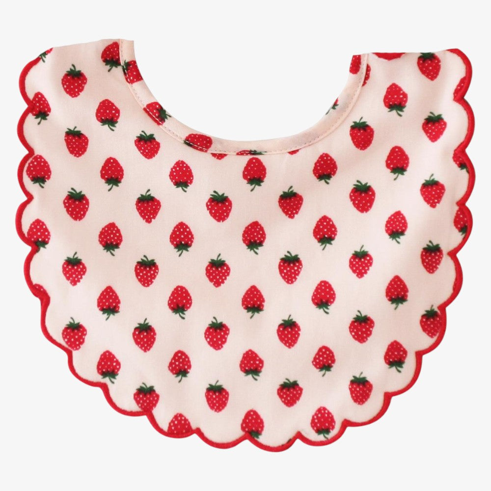 Scallop Bib - Strawberry