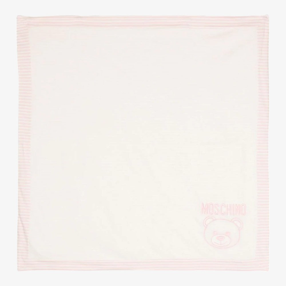 Moschino Logo Striped Embroidered Blanket - Sugar Pink