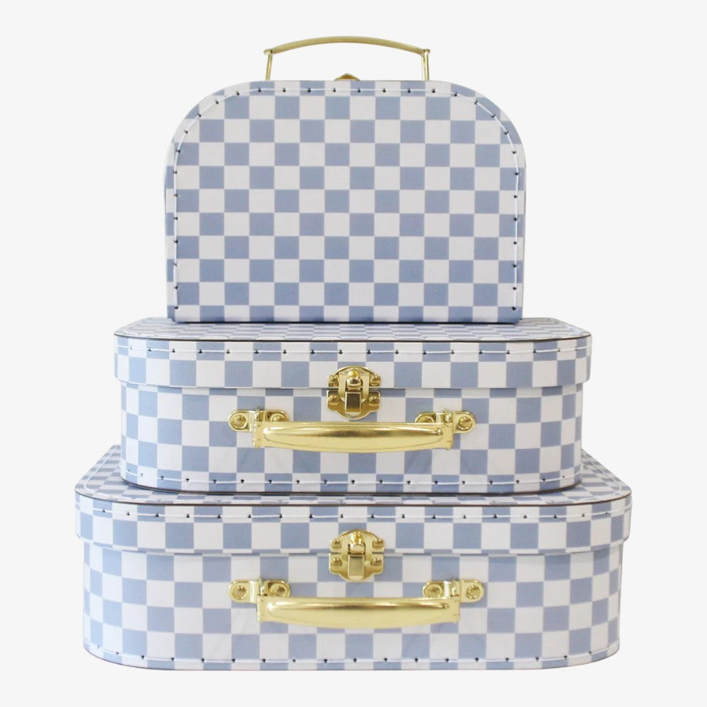 KIDS CARRY CASE SET - Blue Check