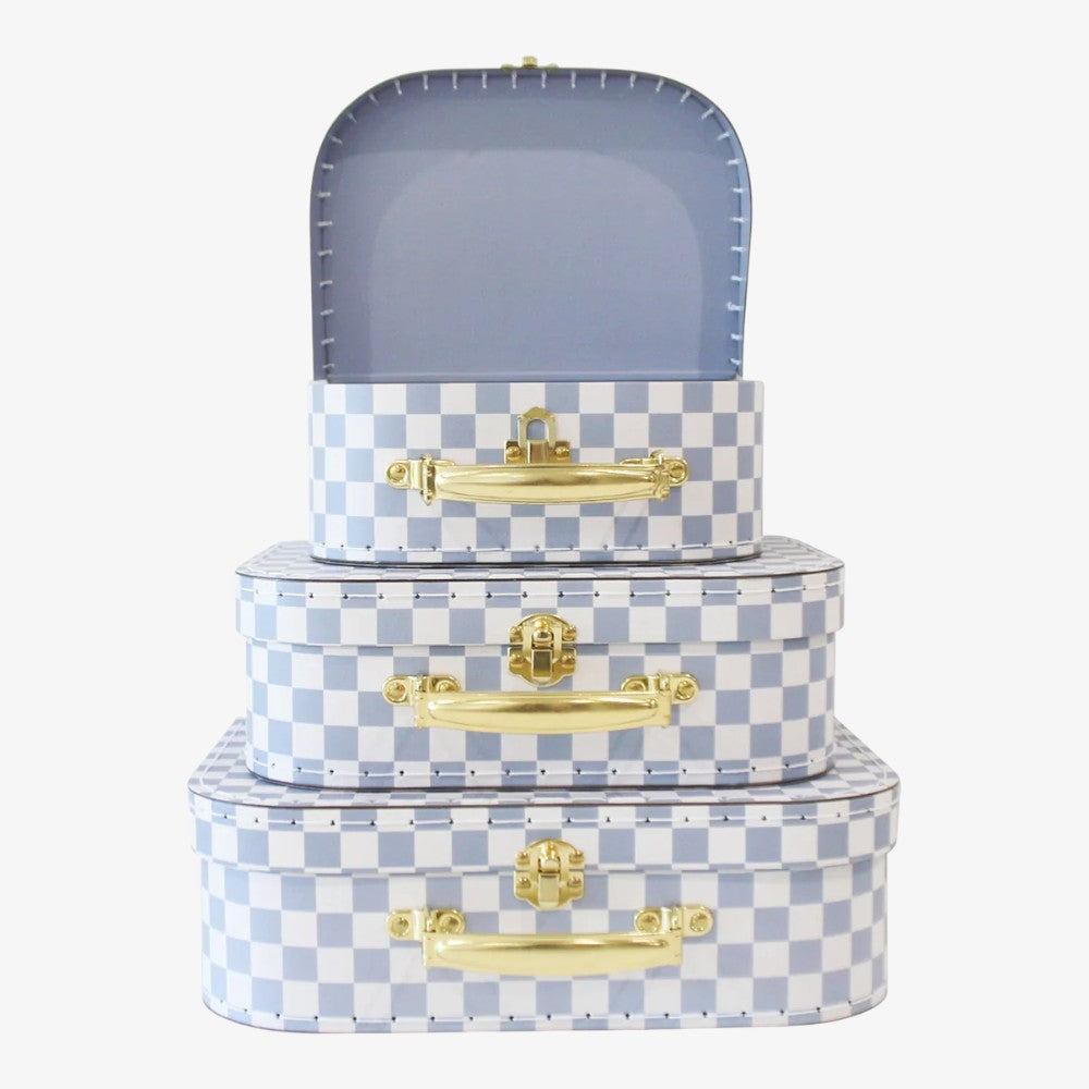 KIDS CARRY CASE SET - Blue Check