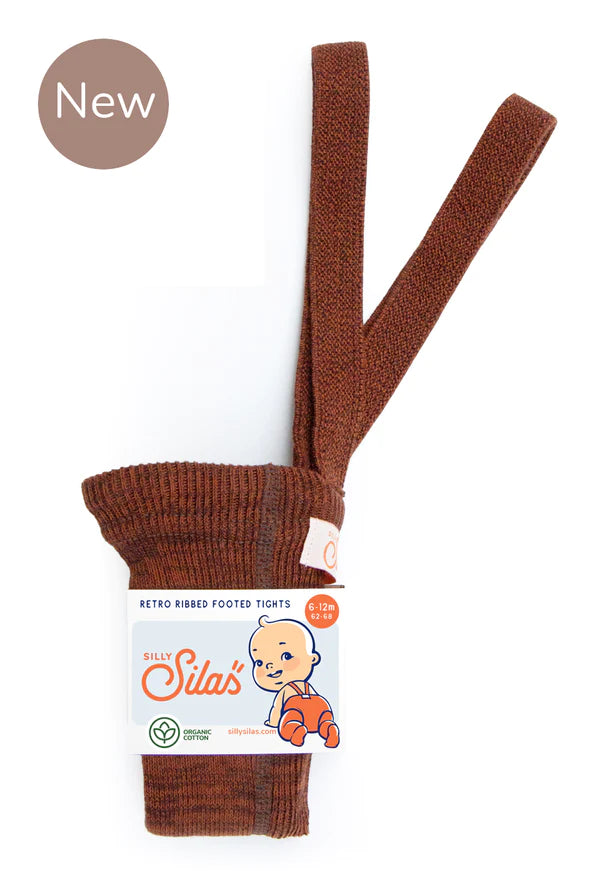 Silly Silas Ribbed Tights With Braces - Spicy Chai
