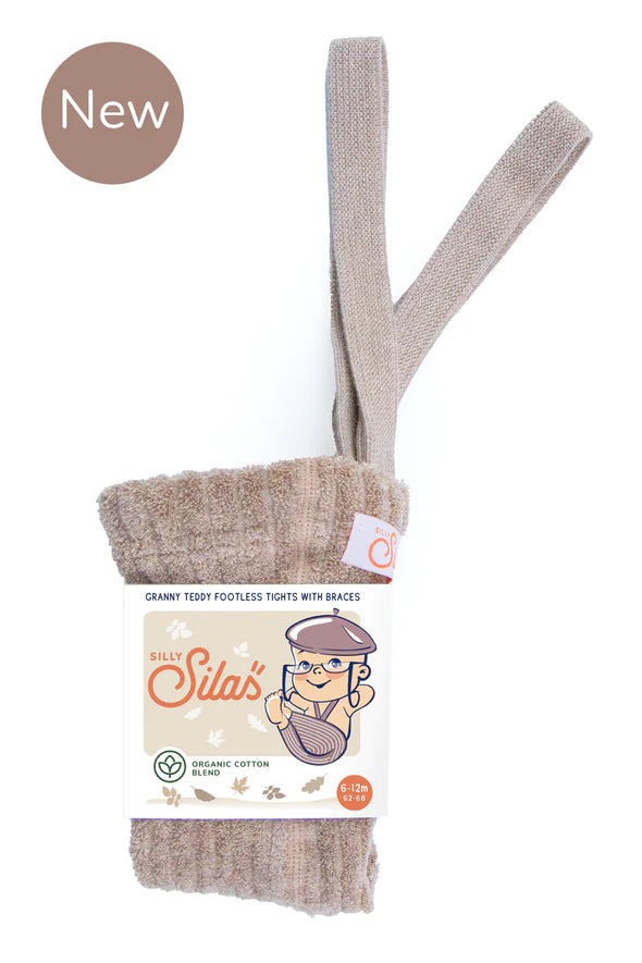 Silly Silas Granny Teddy Footed Tights - Peanut Blend