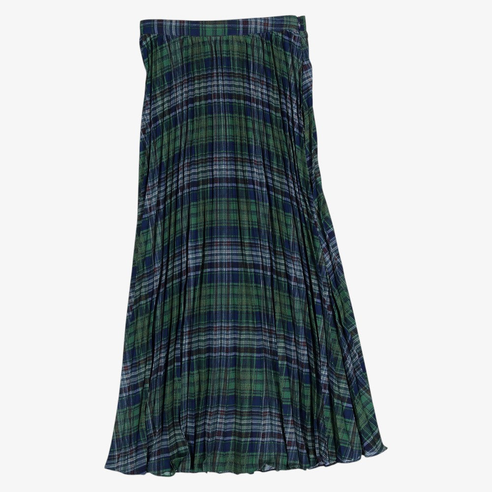 Plaid Pleated SKirt - Navy