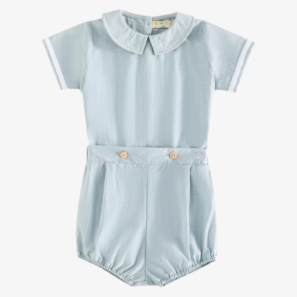 Benner Shirt And Bloomer - Blue Green &amp; Cream
