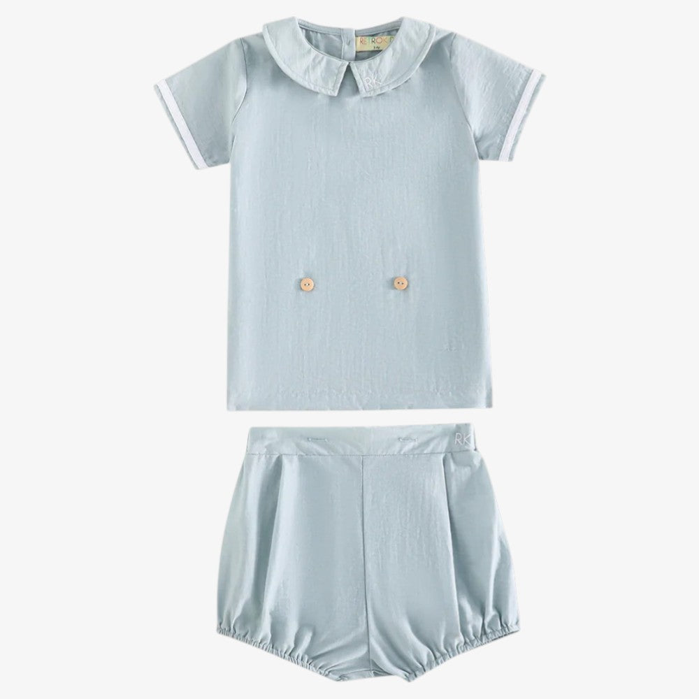 Benner Shirt And Bloomer - Blue Green &amp; Cream