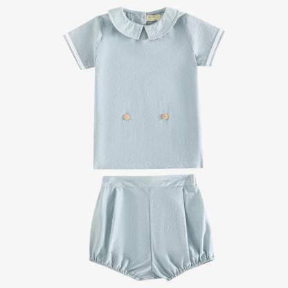 Benner Shirt And Bloomer - Blue Green &amp; Cream