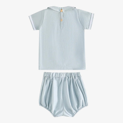 Benner Shirt And Bloomer - Blue Green &amp; Cream