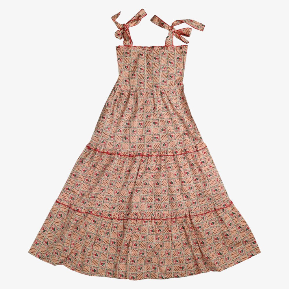 Patchwork Smock Dress - Red