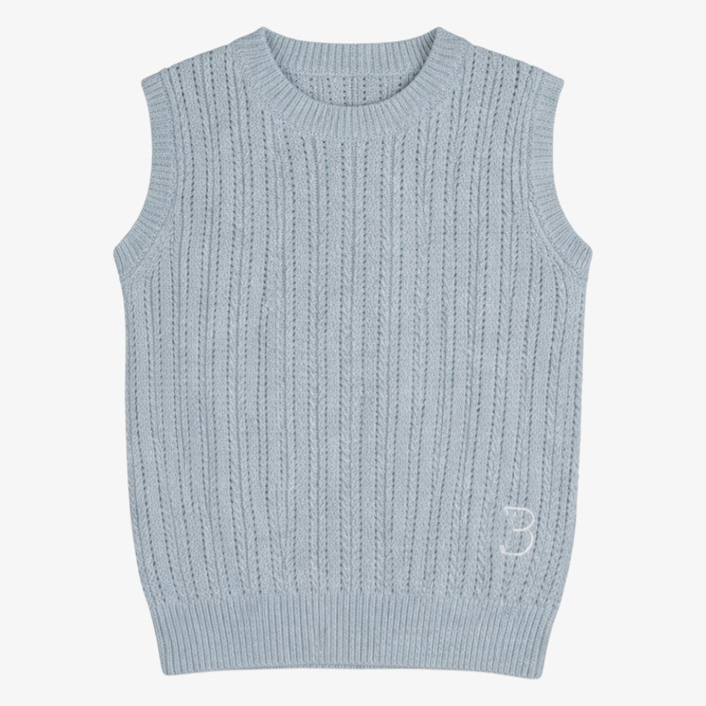 Marled Braided Vest - Light Blue