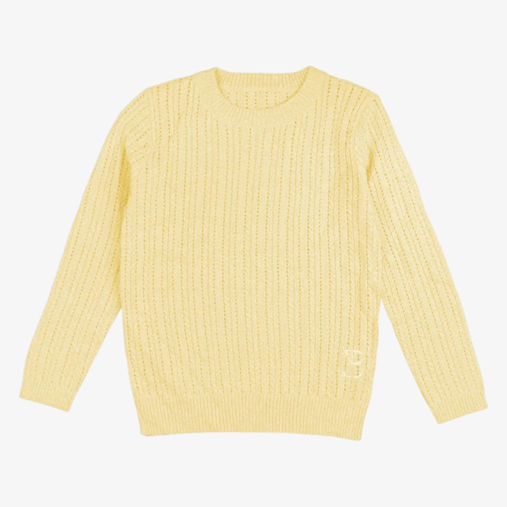 Marled Braided Sweater - Lemon