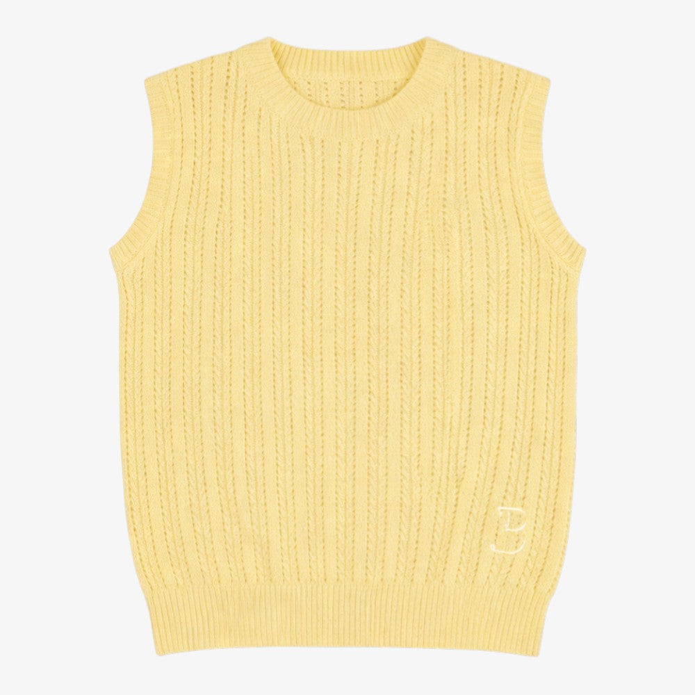 Marled Braided Vest - Lemon