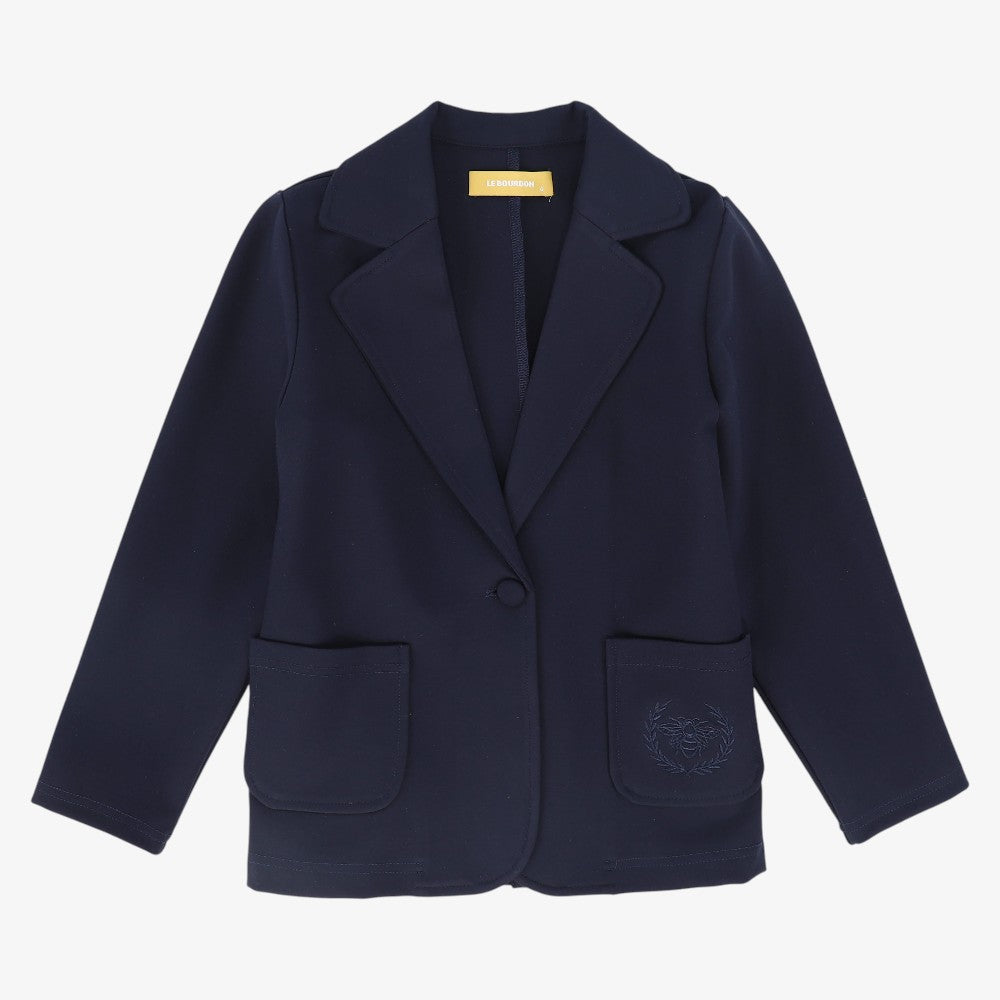 Embroidered Pocket Blazer - Navy