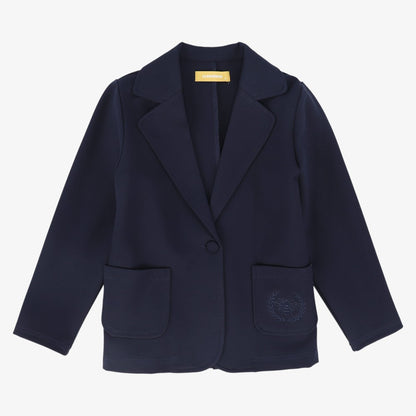 Embroidered Pocket Blazer - Navy