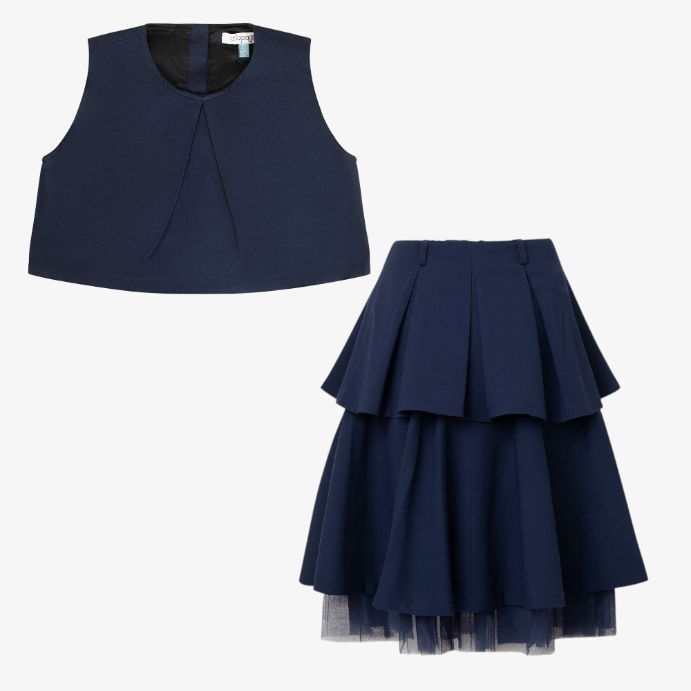 Odette Vest And Skirt - Navy